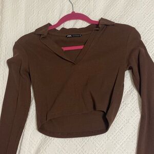 Zara cropped long sleeve top